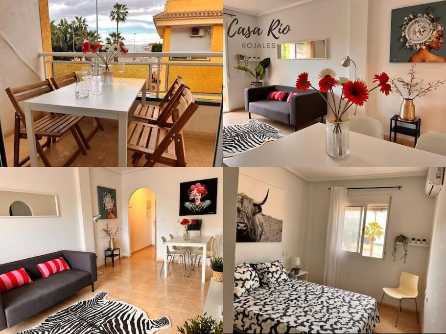 a collage of photos of a living room and a house at Casa Rio in Rojales