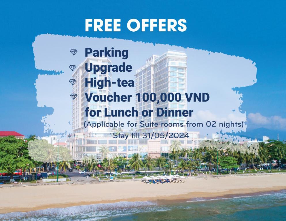 ein Flyer für ein Hotel am Strand in der Unterkunft Diamond Bay Hotel in Nha Trang