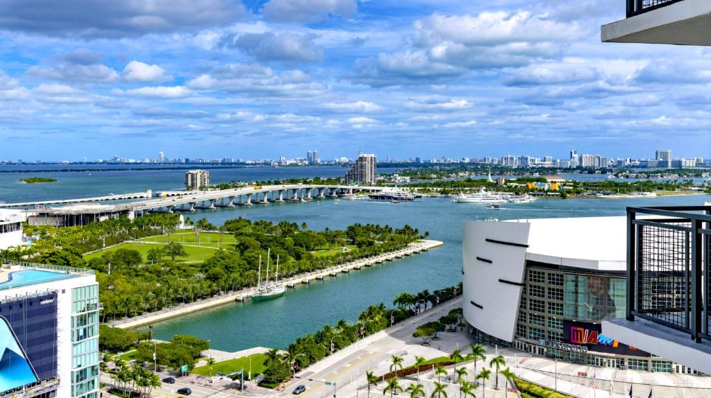 a view of a river in a city with buildings at Experience the perfect Miami Life!! Centrally located Luxury Condo! in Miami
