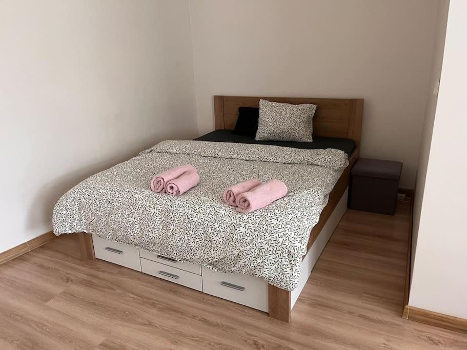 Postel nebo postele na pokoji v ubytování Ubytování v podzámčí