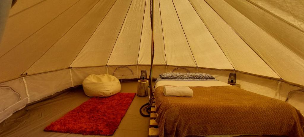 a room with two beds in a tent at Nature Retreat - Laurel Forest in Seixal