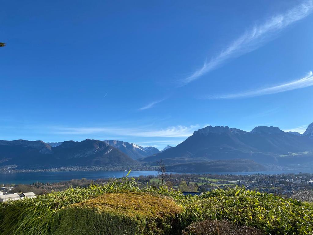 Elle offre une vue sur les montagnes et une étendue d'eau. dans l'établissement Maison de Caroline et Julien- Vue Spectaculaire, à Saint-Jorioz