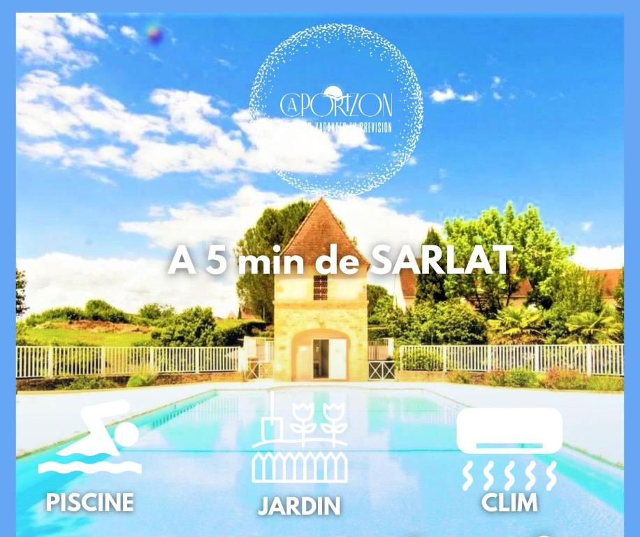 カルサック・アイヤックにあるCAPORIZON-Carsac-Piscine-Gite Périgord Sarlat-Climのmini de santilli ヴィラ スイミングプール付