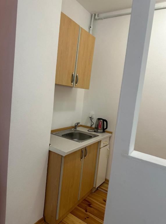 Kuchyň nebo kuchyňský kout v ubytování Themis Apart Hotel