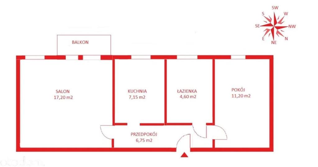 a floor plan of a building at Sunny Apartment Ilawa in Iława