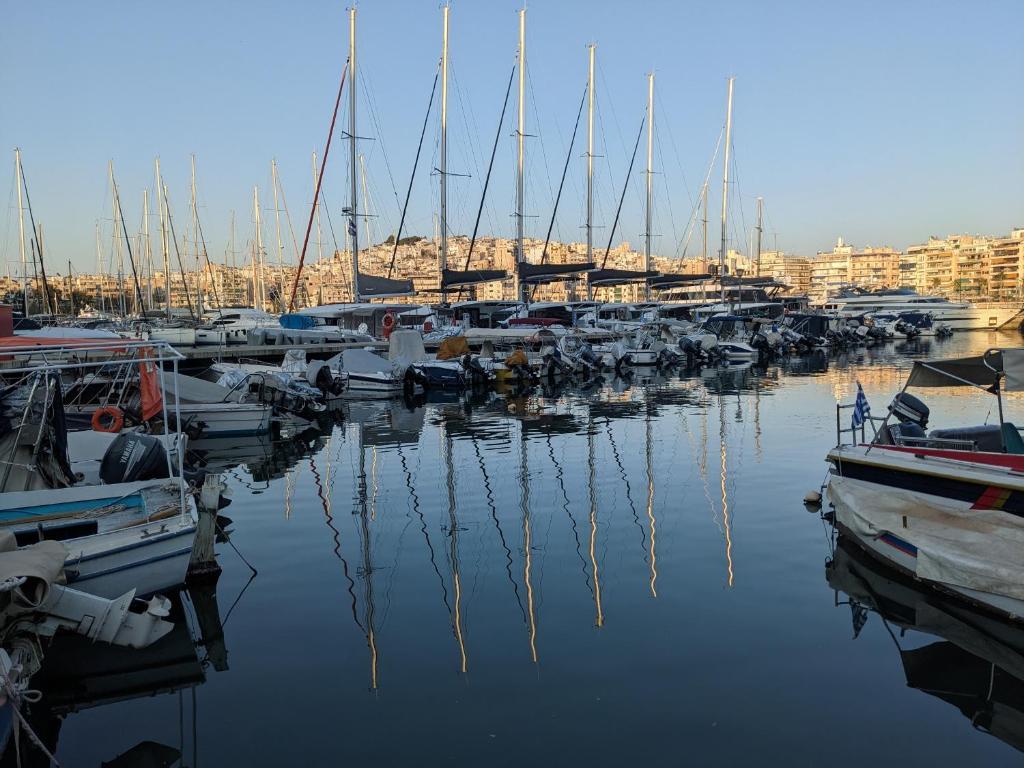 a bunch of boats docked in a marina at Harbor View Haven in Piraeus