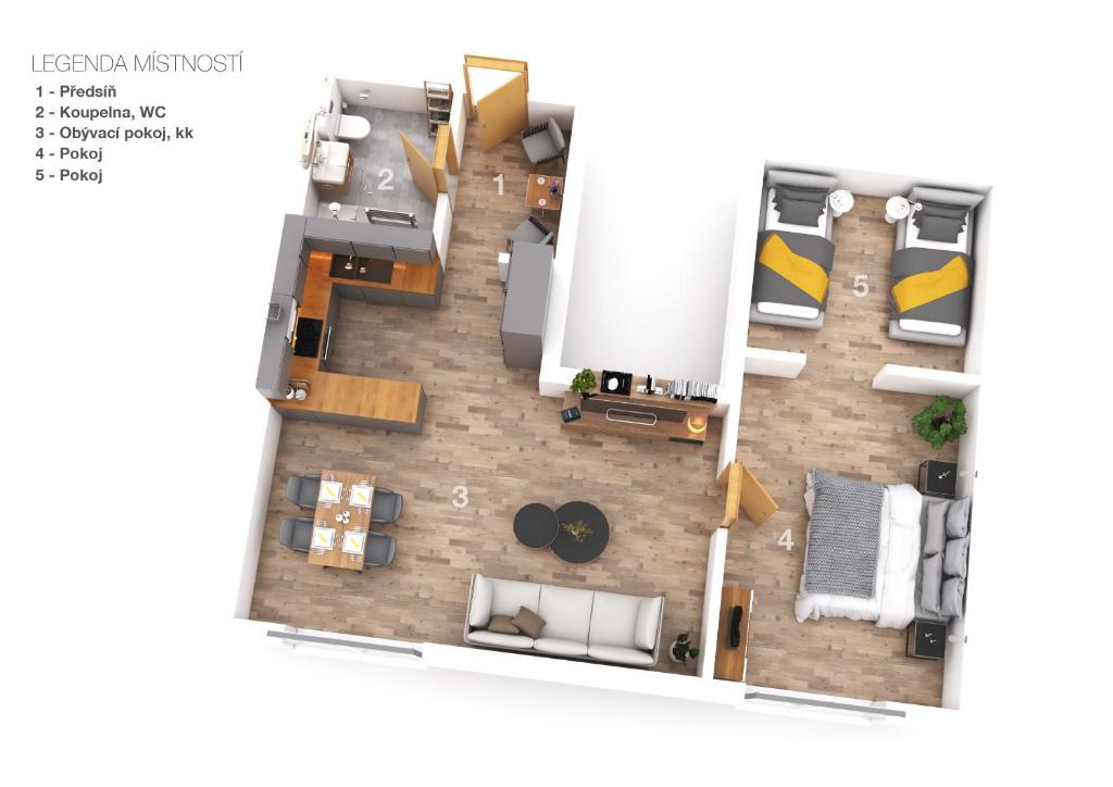 Půdorys ubytování Apartmány Hodonín