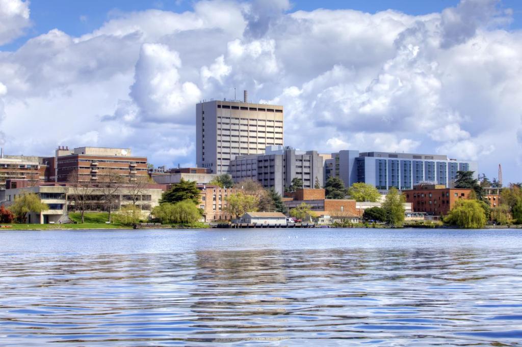 Výhled na řeku, která protéká v blízkosti hotelu