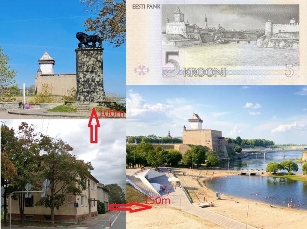 eine Collage von Bildern einer Stadt und einer Stadt in der Unterkunft BELLEVUE in Narva