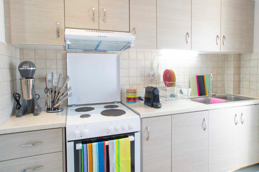 Kuchyň nebo kuchyňský kout v ubytování Top floor apartment in Chalkida