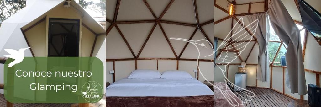 a room with a bed in a tent at Ecoglamping VillaLaura in Quebradanegra