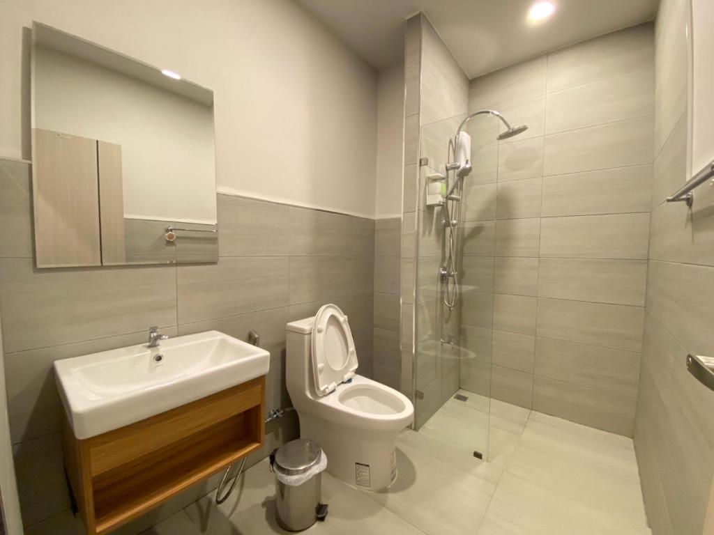 Koupelna v ubytování Double J Hotel