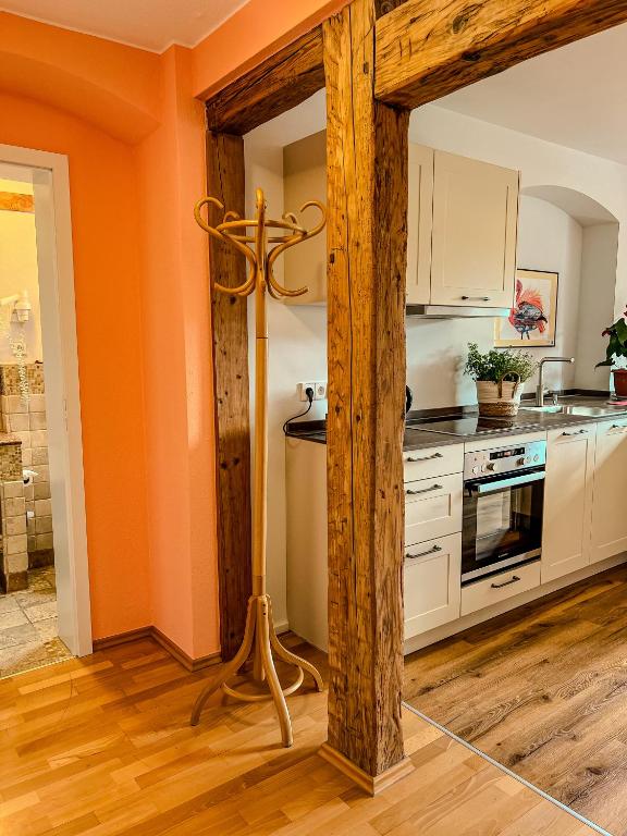 Kuchyň nebo kuchyňský kout v ubytování Gästehaus Inselhof