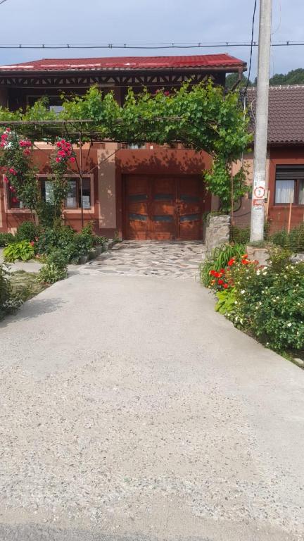 a house with a driveway and a garage at Casa Elena Eselnita in Eşelniţa