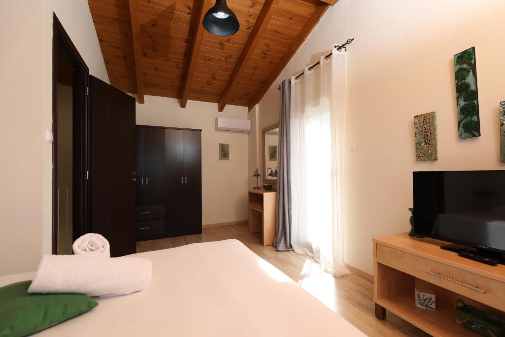 Telewizja i/lub zestaw kina domowego w obiekcie Georgioupolis polentas villa
