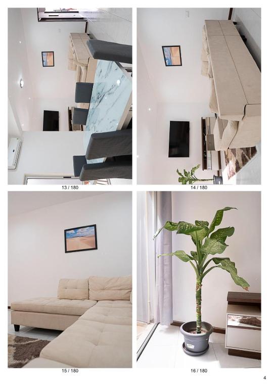 un collage de quatre photos d'un salon dans l'établissement Moradia Triplex, à Praia