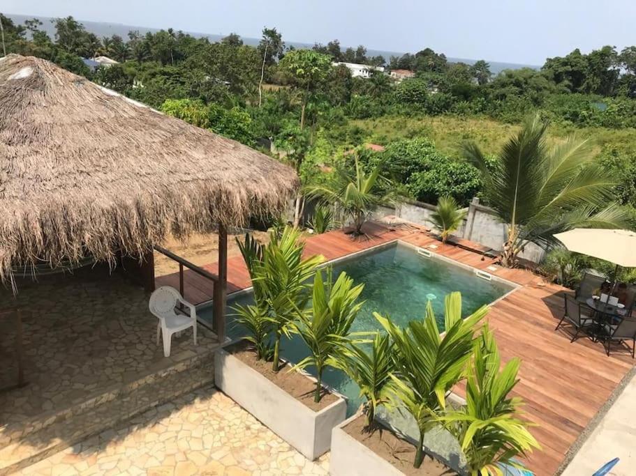 Vaade basseinile majutusasutuses Villa tropical avec vue sur l'océan atlantique või selle lähedal
