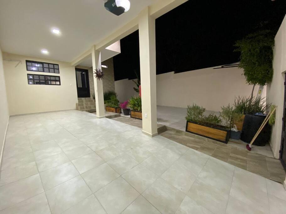 un patio vide avec des plantes en pot dans une maison dans l'établissement Casa vacacional Rafaela, à Ciudad Valles