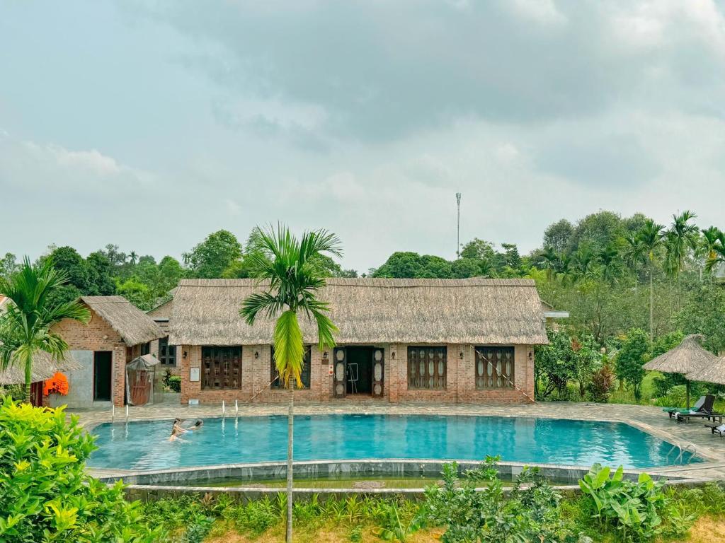 Hồ bơi ngoài trời nằm giữa khuôn viên nhiều cây xanh là khoảng nghỉ lý tưởng sau một buổi đạp xe khám phá Thủy Biều hoặc tham quan các điểm di sản của Huế. Khu hồ bơi còn có không gian dành cho trẻ em, phù hợp với cả gia đình