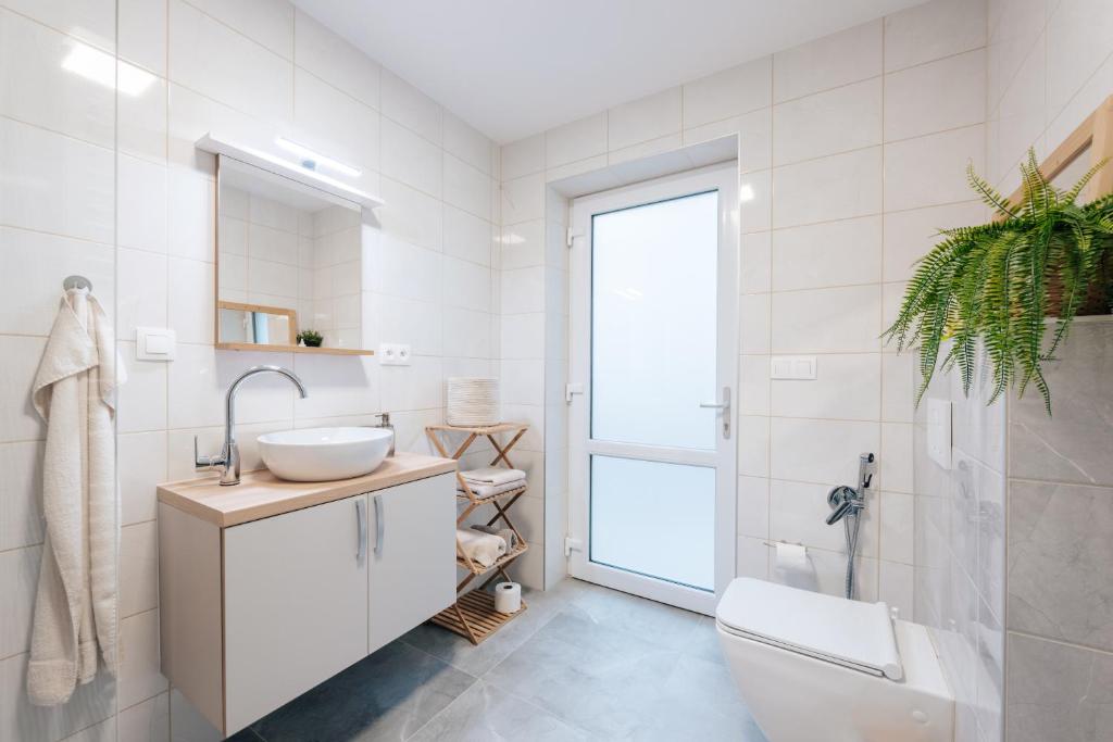 Koupelna v ubytování Apartmán U sklepů