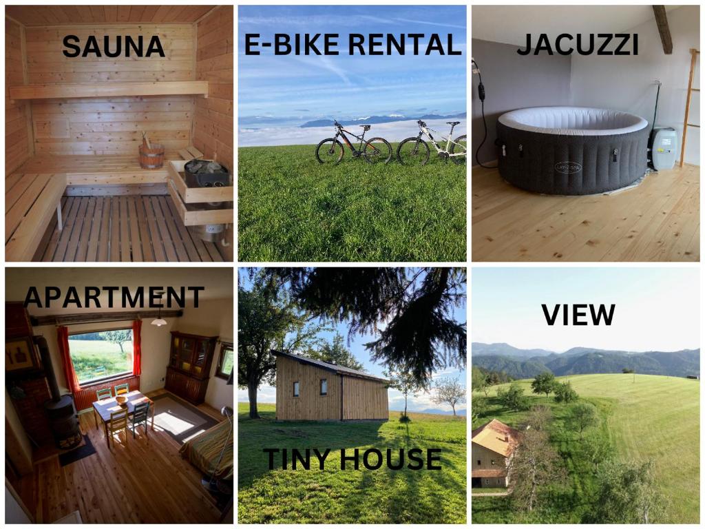 un collage de imágenes de diferentes tipos de hogares en Razborca, en Mislinja