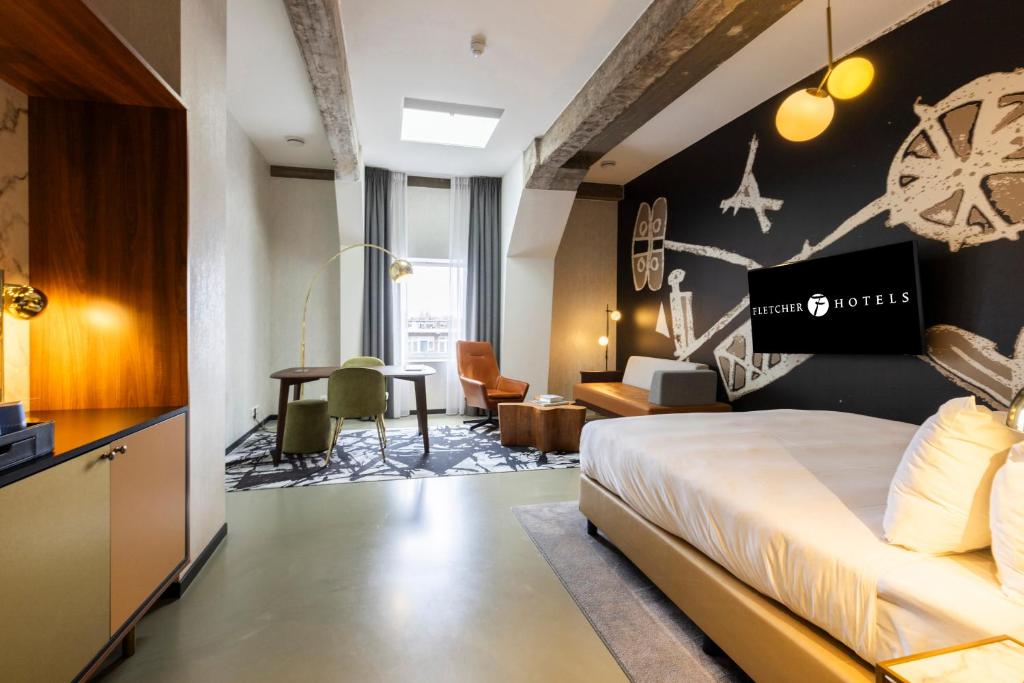 Postel nebo postele na pokoji v ubytování Fletcher Boutique Hotel Slaak-Rotterdam