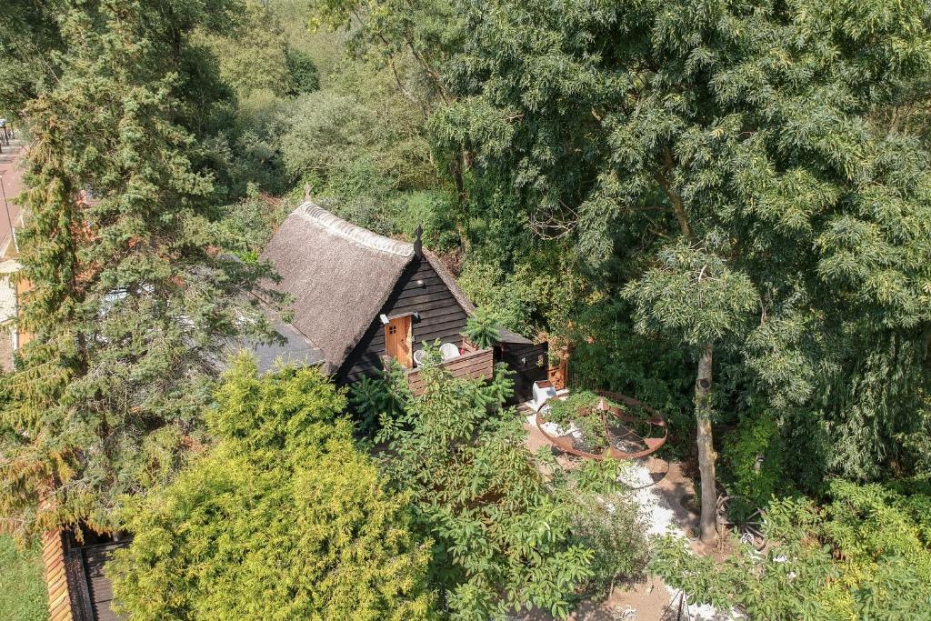 an overhead view of a house in the middle of a forest at Vakantiehuisje Tol Oost in Werkendam