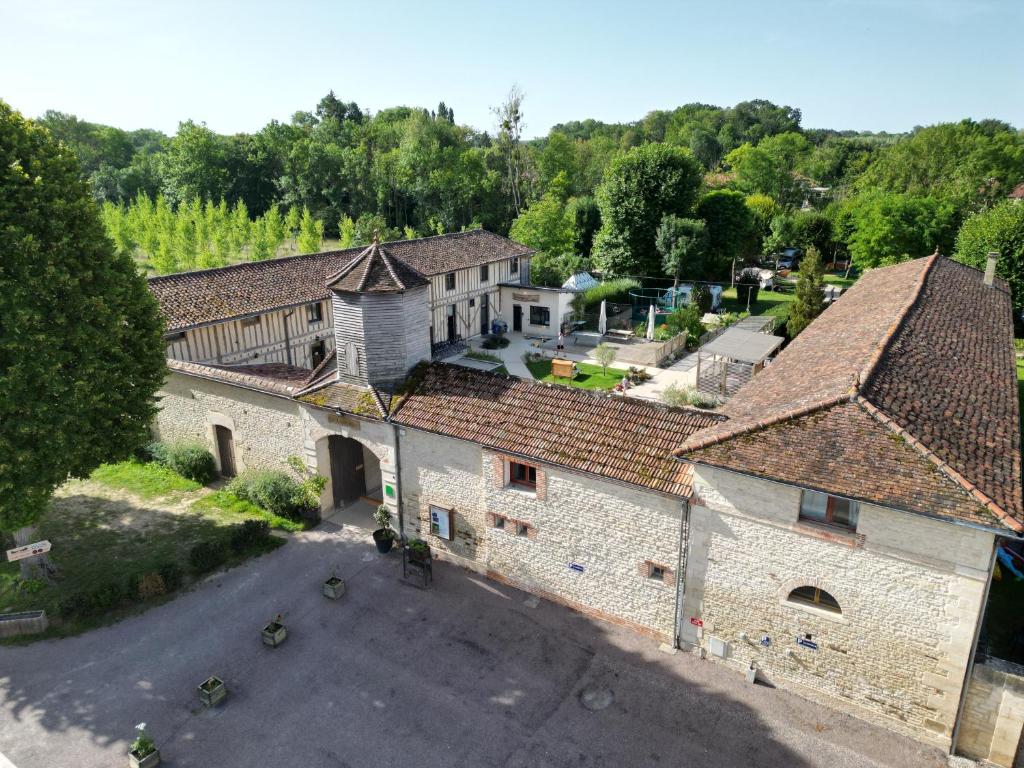 an aerial view of an old stone building at Domaine le Colombier in Dienville