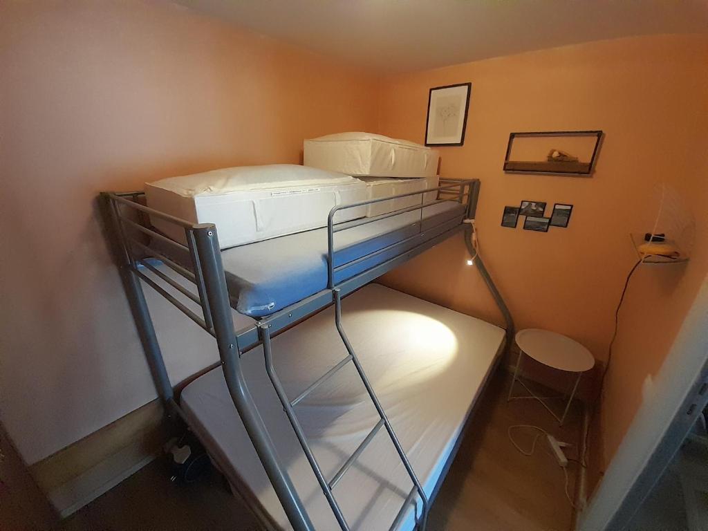 Zimmer mit Etagenbett in einem Zimmer in der Unterkunft Le Sentier des Lavandes in Vresse-sur-Semois