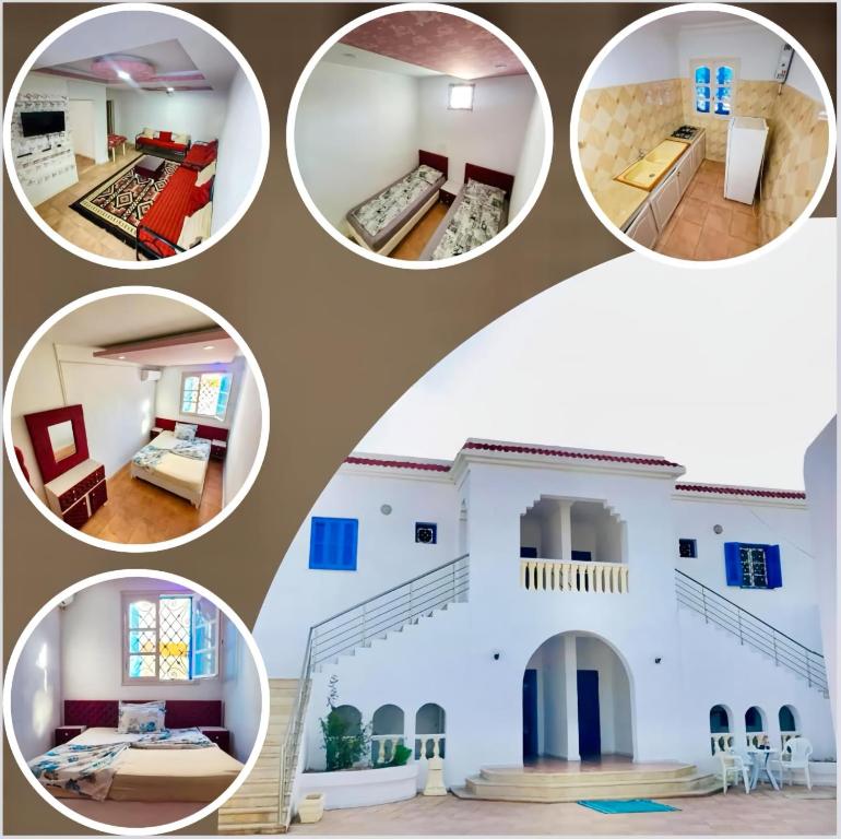 a collage of photos of a house at Résidence Karim in Djerba