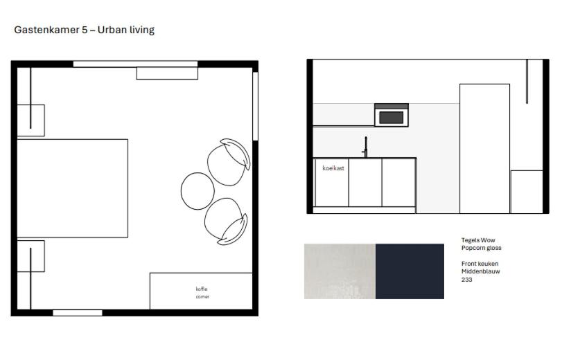 un plan d'étage et un schéma d'une maison dans l'établissement Business Accommodation 'Urban Living' Intimate, à Geel