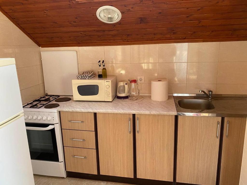Kuchyň nebo kuchyňský kout v ubytování Apartments Arina