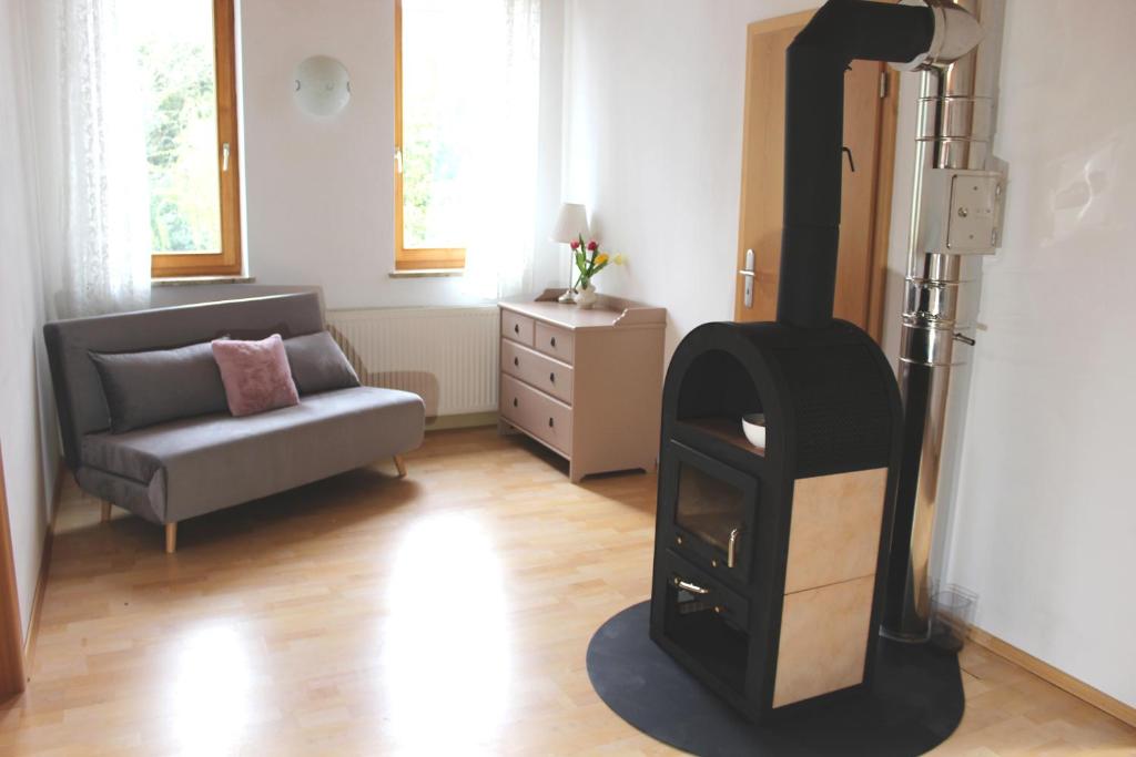 Posezení v ubytování Ferienwohnung Woidblick