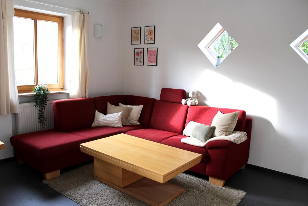 Posezení v ubytování Ferienwohnung Woidblick