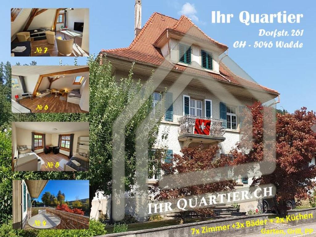 eine Collage mit drei Bildern eines Hauses in der Unterkunft Gästezimmer Ihr Quartier Erdgeschoss Zimmer 2 in Gontenschwil