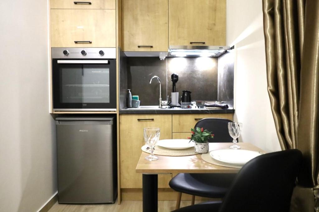 Kuchyň nebo kuchyňský kout v ubytování xanthi BnB1