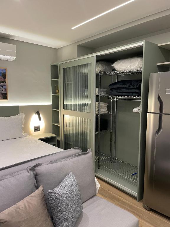 Iguatemi Stay B - PREMIUM location, MODERN and NEW space, Affordableにあるベッド