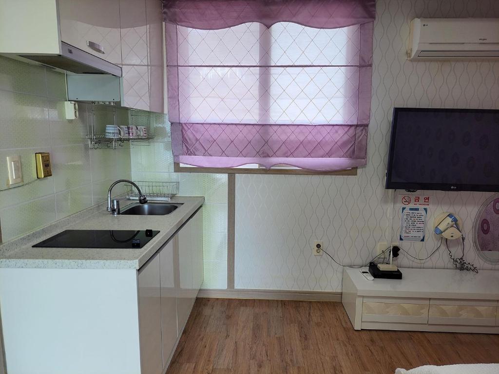 Kuchyň nebo kuchyňský kout v ubytování Light Sky Pension