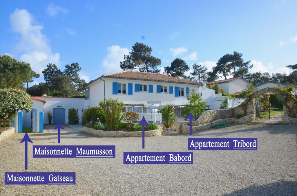 een weergave van een huis met de namen van de huizen bij Villa des 4 saisons in Saint-Trojan-les-Bains