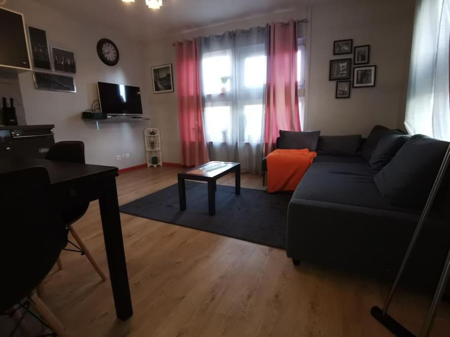 un salon avec un canapé et une table dans l'établissement n1 F2 40m2 avec petit jardin, à Hérouville-Saint-Clair