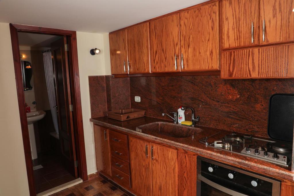 Kuchyň nebo kuchyňský kout v ubytování Samar Resort Aparthotel