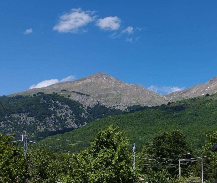 a view of a mountain range with green trees at Appartamento Amatrice in Amatrice