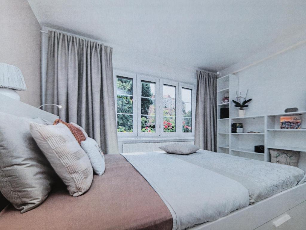 Posteľ alebo postele v izbe v ubytovaní Chateau view apartment Mikulov