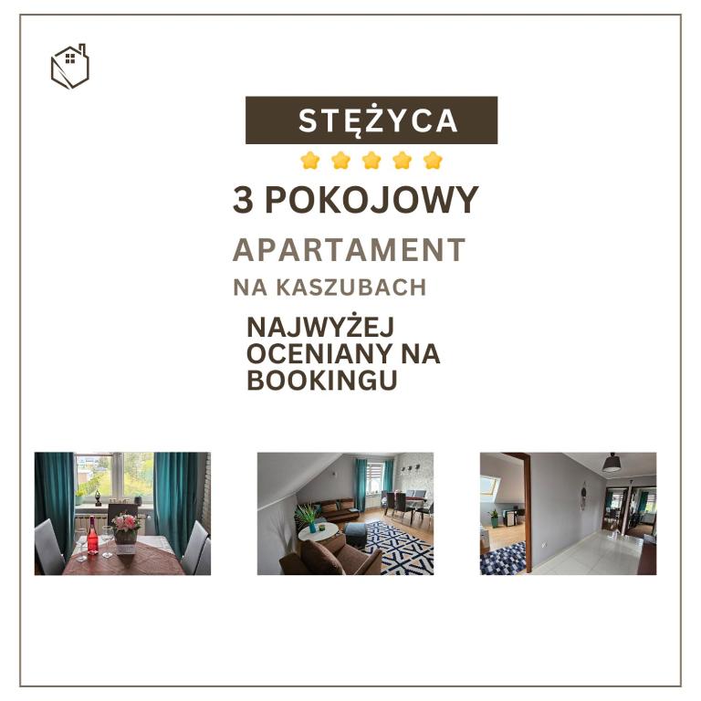 a collage of photos of a living room at Apartament na Gryfa 8 in Stężyca