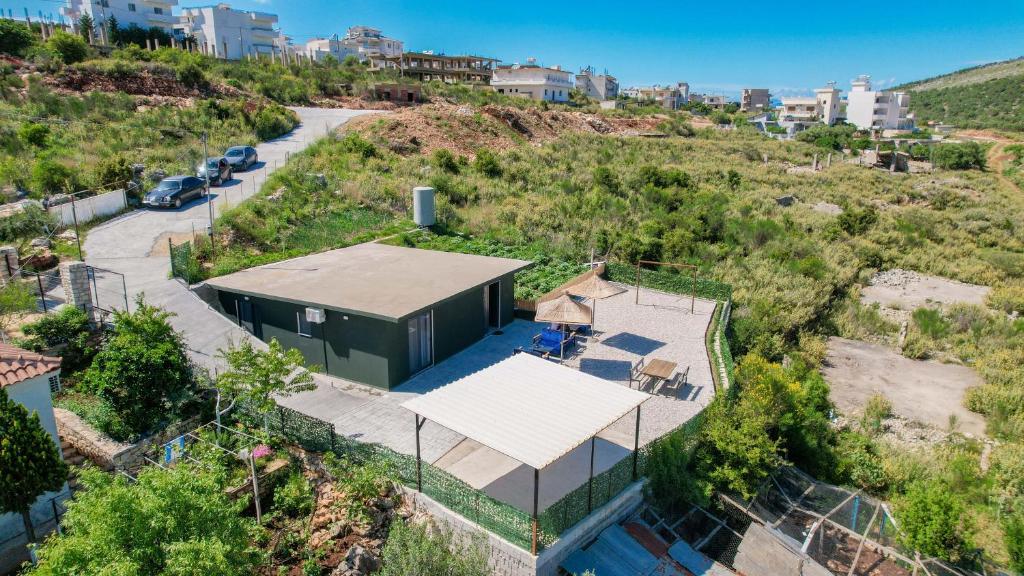 an overhead view of a house with a road at Lago Calmo Villa in Ksamil