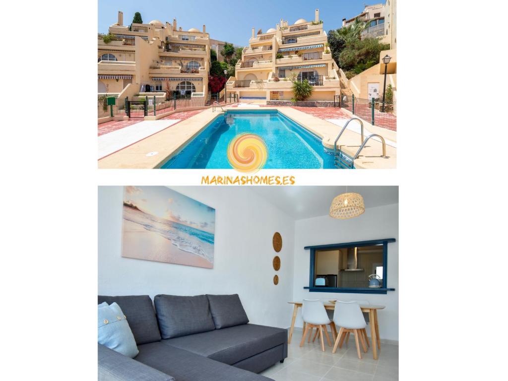willa z basenem i domem w obiekcie Cañada Marinas - Tu Ático en Mojacar Playa! w mieście Mojácar