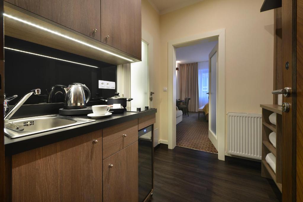 Kuchnia lub aneks kuchenny w obiekcie Vysocina Design Apartments