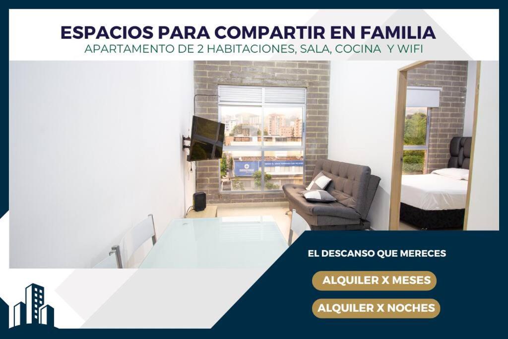 een flyer voor een exposos em emiliaartment bij Laureles Estadio 2 Alc Apartamento completo 501 in Medellín