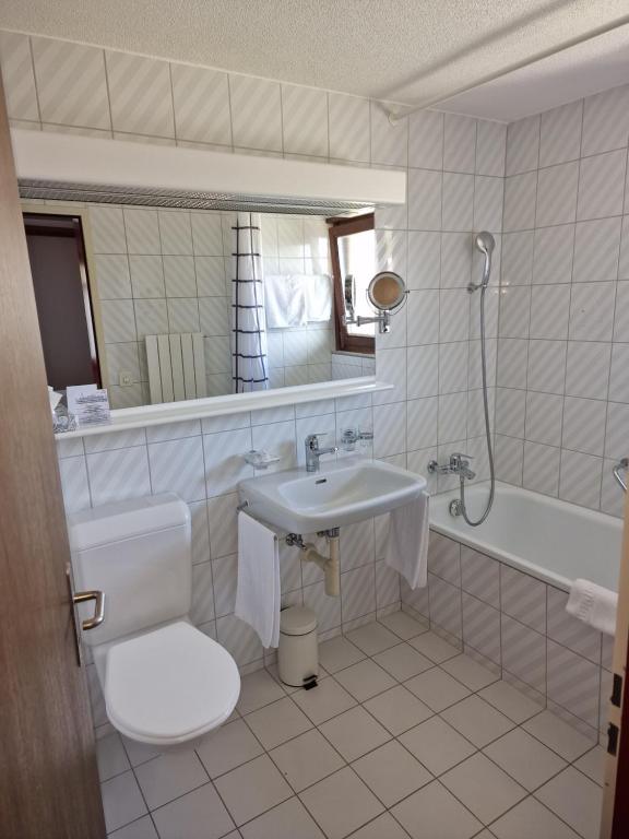 Koupelna v ubytování Hotel Alpha Thun