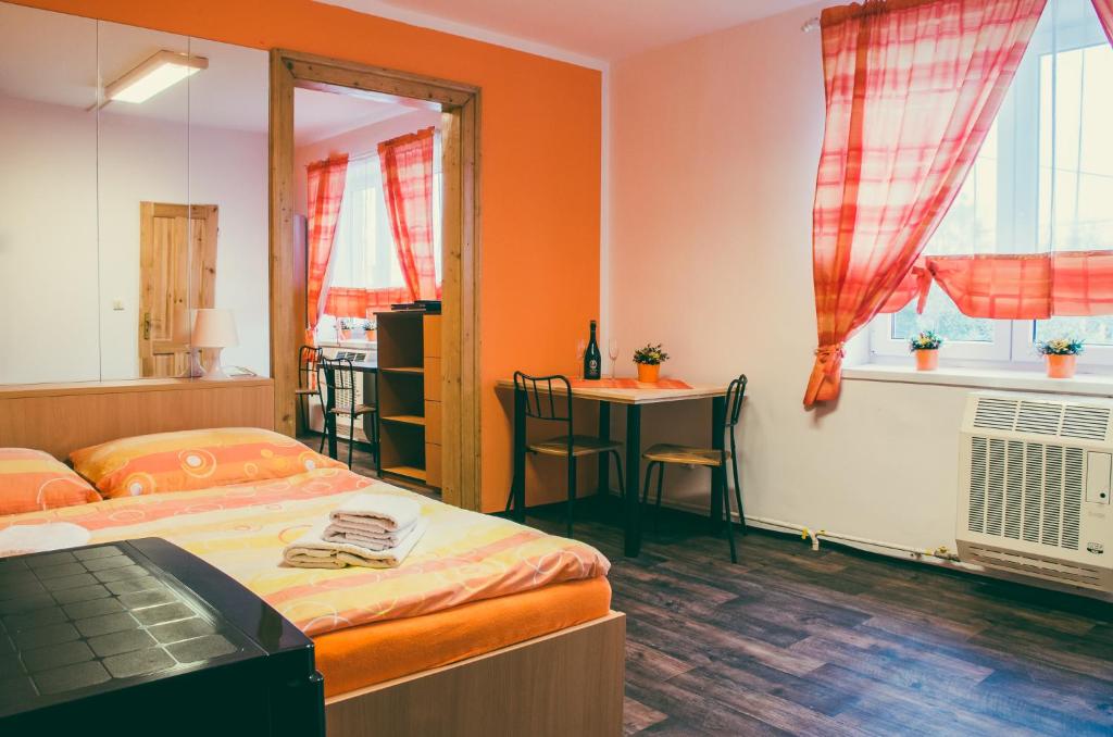 Säng eller sängar i ett rum på Sokolovna